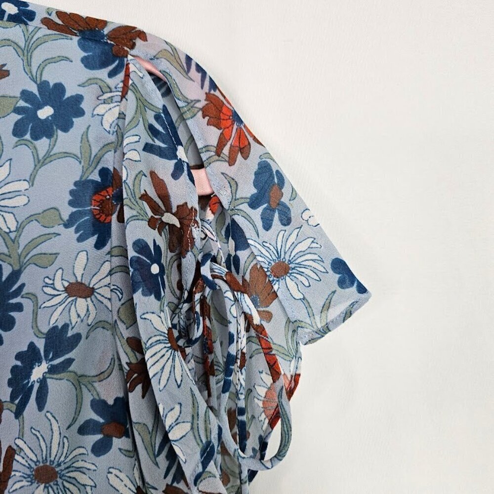 MADEWELL Open Back Dress size 0 XS WILDFLOWER GARDEN BLUE FLORAL Spring Summer - Picture 6 of 12